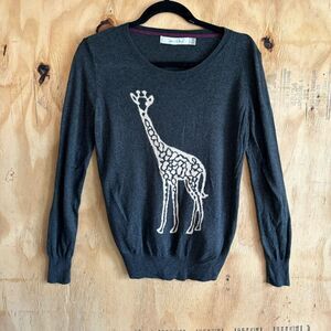 Summer & Sage Gray & White Cotton Blend Lightweight Giraffe Sweater Sz S